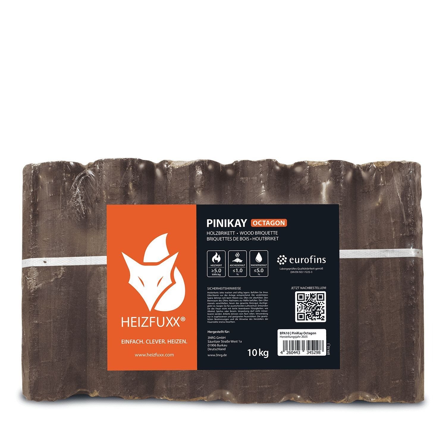 Heizfuxx PiniKay Octagon 10kg x 96 Gebinde 960kg Palette