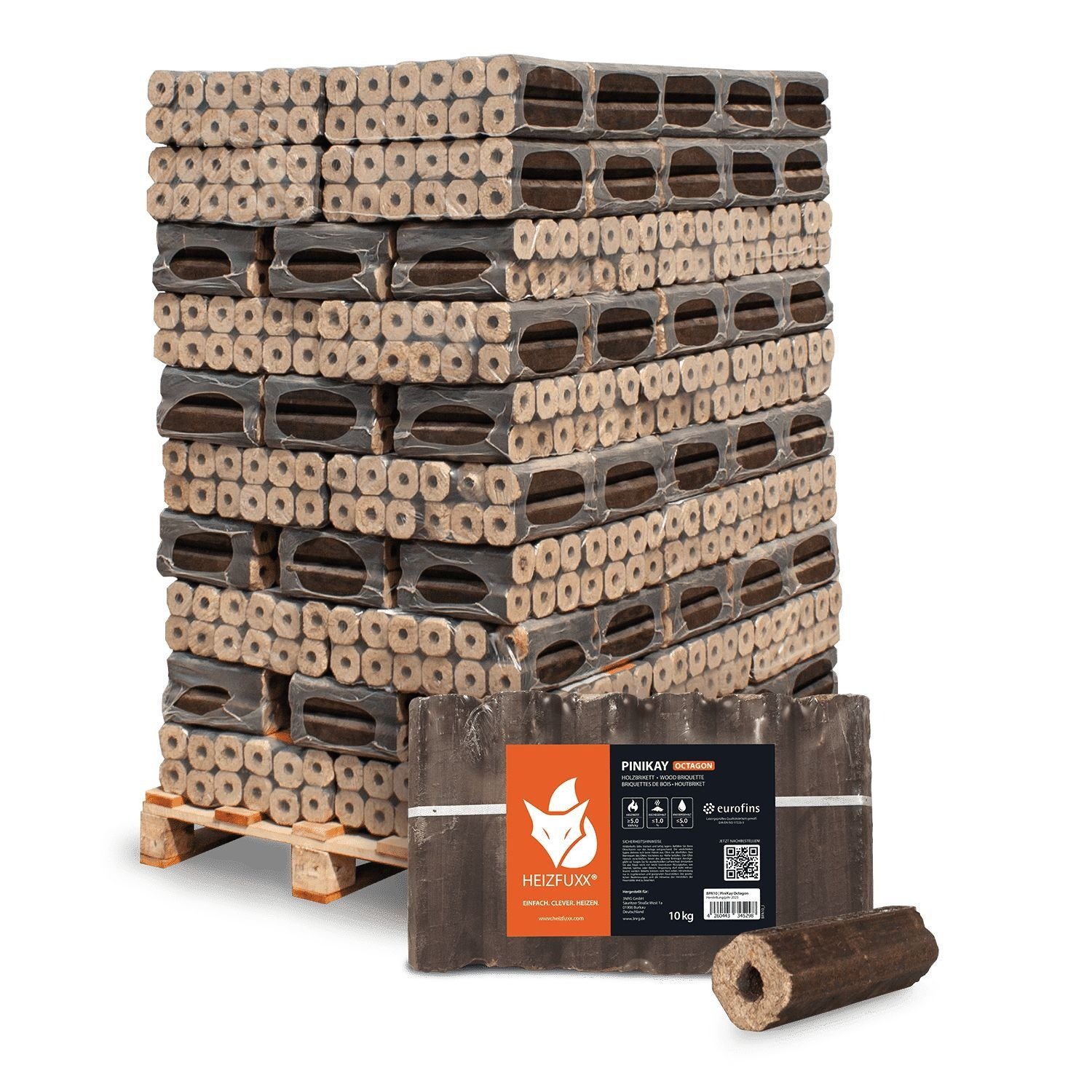 Heizfuxx PiniKay Octagon 10kg x 96 Gebinde 960kg Palette